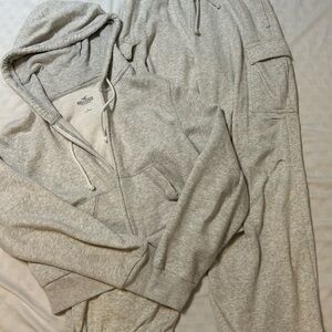 Hollister Light Gray Fleece Zip Hoodie